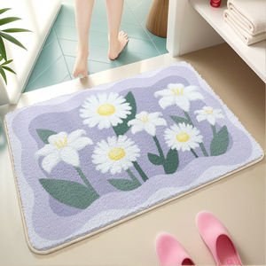 Damai Floral Imitation Cashmere Bath <b>Mat</b> 1212x4 Plush Non <b>Slip</b> For Bathroom - Product Image 1