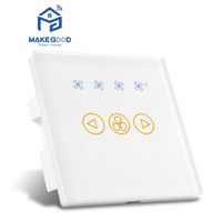 Interrupteur mural intelligent Tuya Wifi avec variateur d'intensité et rétroéclairage RGB, homologué CE UKCA, norme britannique, 4 niveaux de vitesse, OEM disponible