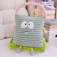 Coussin en peluche mignon de dessin animé, couverture multifonctionnelle avec chauffe-mains pour la maison, le bureau, la sieste et comme idée cadeau