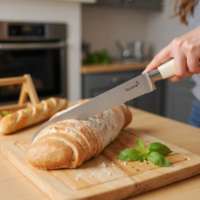 Ensemble de couteaux de chef Kuisine en acier inoxydable à haute teneur en carbone de 15 pièces avec aiguiseur intégré, poignées ambidextres en ABS, compatible lave-vaisselle