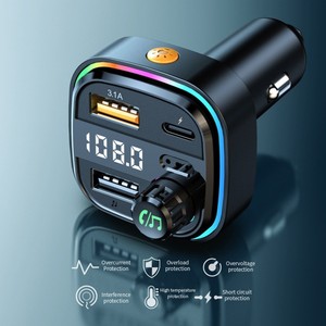 C26 Xe Thuốc Lá Nhẹ Hơn <span class=keywords><strong>Bluetooth</strong></span> MP3 Máy Nghe Nhạc Xe Hands-Free USB Sạc FM Transmitter Ánh Sáng Môi Trường Xung Quanh 3.1A - Product Image 3