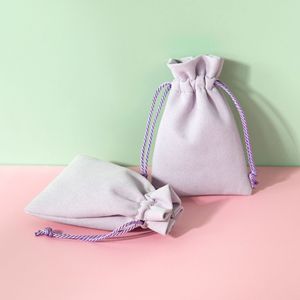 Sac à bijoux en microfibre avec cordon de serrage, en velours, rectangulaire, 8x10cm, 15x20cm, pour emballage de colliers et pendentifs, emballage de vente - Product Image 3