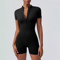 Combinaison de sport une pièce pour femme, en Spandex/Nylon respirant, motif uni, haute résistance, pour entraînement et fitness, taille XL