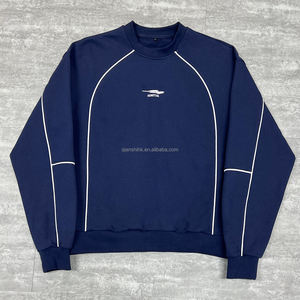 Moda Boxy Heavyweight Drop Shoulder Hoodie Custom Streetwear Sudadera de alta calidad Sudadera de cuello redondo de gran tamaño para hombres - Product Image 1