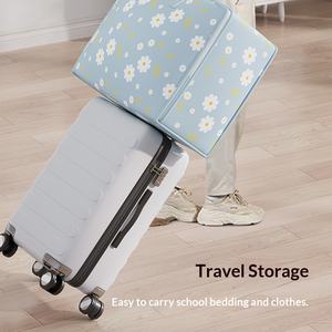 Sac de rangement auto-scellant en tissu écologique non tissé à imprimé marguerite, résistant à l'eau, durable, extra large pour vêtements, couettes et déménagement - Product Image 5