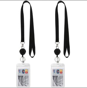 Cross Border Reusable Black Zinc Alloy <b>Id</b> Cover Easy Pull Retractable Buckle Waterproof Bank Card <b>Holder</b> Other Lanyards - Product Image 6