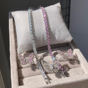 <span class=keywords><strong>Bracciale</strong></span> Tennis Iced Out in <span class=keywords><strong>Argento</strong></span> Sterling 925 con Diamanti CZ Simulati Trasparenti e Rosa, Fila Singola da 3mm 4mm 5mm, per Donna e Ragazza - Il Più Economico - Product Image 4