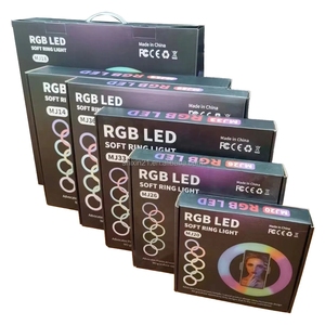<span class=keywords><strong>MJ33</strong></span> Anneau lumineux <span class=keywords><strong>LED</strong></span> RVB de 13 pouces pour selfie, lampe circulaire, lumière douce colorée, avec trépied de bureau à bras long pour tablette et support de téléphone - Product Image 6