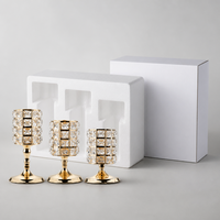 Candélabre en cristal pour table de banquet de mariage, porte-bougie en fil de fer, haute qualité, durable, moderne, doré, sans électricité