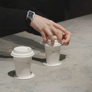 แก้วกาแฟกระดาษคราฟท์เยื่อชานอ้อยแบบสองชั้น ย่อยสลายได้ เป็นมิตรต่อสิ่งแวดล้อม รีไซเคิลได้ พร้อมฝาปิดแบบพิเศษ - Product Image 4