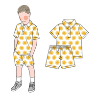 Little Glow Kids Summer Lightweight Boys Polo Top Shorts Set Ramah Kulit Bahan Sutra Susu Tampan Kasual Pakaian Sehari-hari