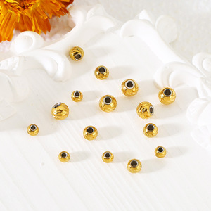 Cuentas facetadas de acero inoxidable chapadas en oro de 18 quilates de 4 mm, 5 mm y 6 mm, cuentas redondas espaciadoras para la fabricación de pulseras, accesorios de joyería. - Product Image 1