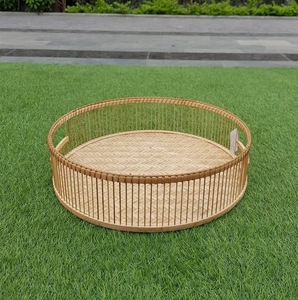 Bandeja Redonda de Bambú Ecológica al por Mayor con Asas, Bandeja Decorativa de Madera Natural para Servir Desayuno y Café en la Mesa - Product Image 5