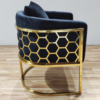 Meubles de salle à manger en or de luxe chaise d'hôtel cadre en acier inoxydable jambes fauteuil moderne bleu velours métal chaises pour restaurant