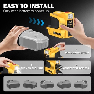 DeWalt 20V バッテリー用パワーインバーター DC 20V から AC 110V/220V バッテリー駆動コンセント USB&Type-C&DC ポート&200LM LED ライト付き - Product Image 5