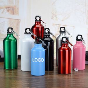 Bouteilles de sublimation personnalisées à bas prix pour la promotion, bouteille d'eau en aluminium à paroi simple pour le sport de plein air avec mousqueton - Product Image 1