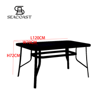 TABLE VERRE RECTANGULAIRE 120X70 TUBE ACIER VERRE A EAU