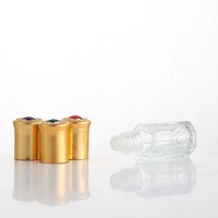 Vente en gros Flacon octogonal Attar Flacons de parfum vide en verre à bille 3ml 6ml 9ml 12ml avec couvercle à vis boules roulantes