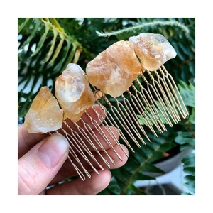 Peigne en jade personnalisé HZ, peigne à cheveux en <span class=keywords><strong>pierre</strong></span> naturelle fluorée, peigne de massage pour <span class=keywords><strong>la</strong></span> tête en jade - Product Image 2