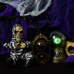 Halloween trang trí chống đỡ với cảm biến chuyển động đáng sợ sọ lồng Tù Nhân Ma Ám nhà trang trí ma quái treo ma sáng lên mắt trang trí - Product Image 5