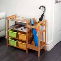 Étagère à chaussures à quatre niveaux en bambou et en bois, étagère de rangement pour chaussures haut de gamme, idéale pour les armoires à chaussures ou les salons.