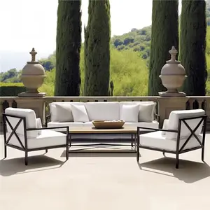 Fabrika bahçe mobilyaları veranda kanepe alüminyum basit modern açık koltuk takımı yastık ile