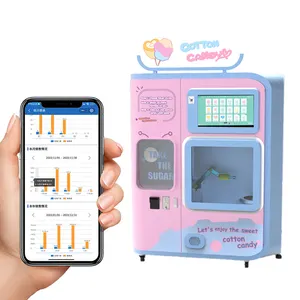 New Full Automatic Sweet Sugar Cotton Candy Making Machine Commercial Modern Flower Cotton Candy Vending Machine