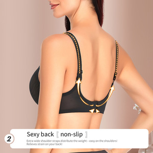 Soutien-gorge ajustable grande taille à fermeture avant, uni, sexy, push-up, à armatures fines, écologique, bonnet 3/4, <span class=keywords><strong>100</strong></span>% polyester, sous-vêtement - Product Image 4