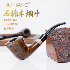Muxiang Briar Wood Pipe 9mm Filter Bent Type Tobacco Pipe - Product Image 1