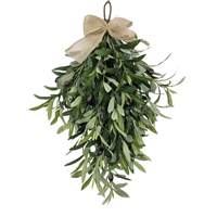Guirlande de Noël réaliste en forme de goutte d'olive de 60 cm, en plastique, à suspendre au mur, décoration artificielle pour la maison avec vigne et papillon