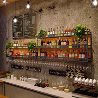 Étagère murale moderne en fer forgé pour bouteilles de vin, avec éclairage détachable, pour restaurant, bar, maison, meuble de rangement pour vin et bière