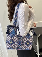 Nouveau Sac à Bandoulière Tendance, Sac Fourre-Tout Décontracté, Sac à Main Polyvalent Léger en Toile à Motifs Ethniques, Sac à Dos en Polyester et Peluche