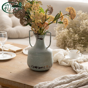 Industrial Metal <b>Vase</b> With Handle Floor <b>Standing</b> Decor For Wedding Home Entryway Flower Shop - Product Image 3