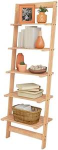 Estante de <span class=keywords><strong>escalera</strong></span> de 5 niveles-Estantería inclinada <span class=keywords><strong>estrecha</strong></span> de 50 pulgadas-Estantería de madera para sala de estar, baño, cocina, oficina o dormitorio - Product Image 4