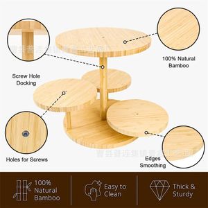 Wooden Multi Tier Cake Stand <b>Round</b> Display Tray For Birthday Party Dessert Serving 3 Tier - Product Image 2