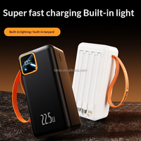 Batterie externe grande capacité 60000 mAh avec 4 câbles intégrés, charge rapide PD 22,5 W, écran LED, lampe torche, chargeur portable avec poignée