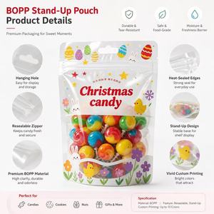 Sacchetti Stand-Up Rinforzati per Alimenti, Buste Personalizzate Riutilizzabili, Chiusura Ermetica, Resistenti all'Umidità, Varie Misure per Snack e Caramelle - Product Image 3