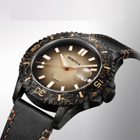 Montre en Fiber de Carbone Forgée par le Client de Bracelet en Cuir de Cadran Super Lumineux de Luxe de Marque