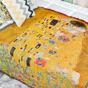 Couverture tissée Jacquard personnalisable de haute qualité tapisserie <span class=keywords><strong>peintures</strong></span> <span class=keywords><strong>célèbres</strong></span> «baiser» et motifs floraux pour la décoration intérieure - Product Image 5
