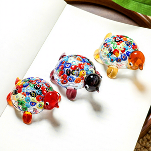 Tartarugas Decorativas de Vidro Pintadas: Artesanato Minimalista para Acessórios de Casa e Ornamentos de Aquário Interno - Product Image 2