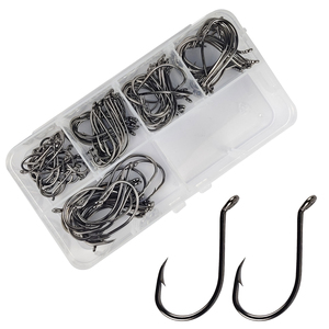 Eupheng – hameçons de pêche de sport en acier à haute teneur en carbone, becs de poulpe décalés, nickel noir ou couleurs rouges, tailles 8 # à EP-8299 # E10, 9/0 - Product Image 2