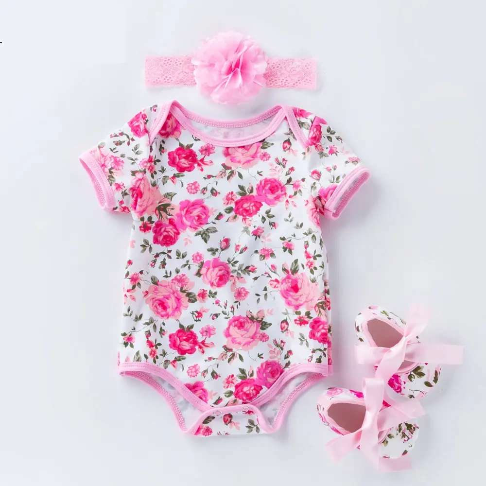 102 Beautiful Baby Girl Romper Summer Leopard Print Baby Girl Clothing Sets Cotton Short Sleeves Baby Hair Band Set Pure Cotton