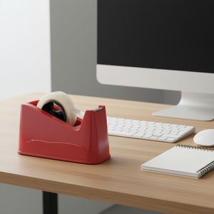 Ttake <b>Tape</b> Dispenser For Adhesive <b>Tape</b> Red <b>Plastic</b> Desktop Holder With Cutter And Stand - Product Image 2