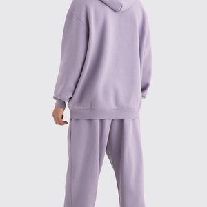 Conjunto de Sudadera con Capucha de Forro Polar Lavanda para Hombre, Talla Grande, Estilo Casual para Otoño, con Bolsillo, Corte Regular - Product Image 4