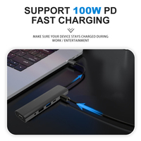Hub multifonction USB Type C 6 en 1, station d'accueil pour ordinateur portable en alliage d'aluminium 6 en 1