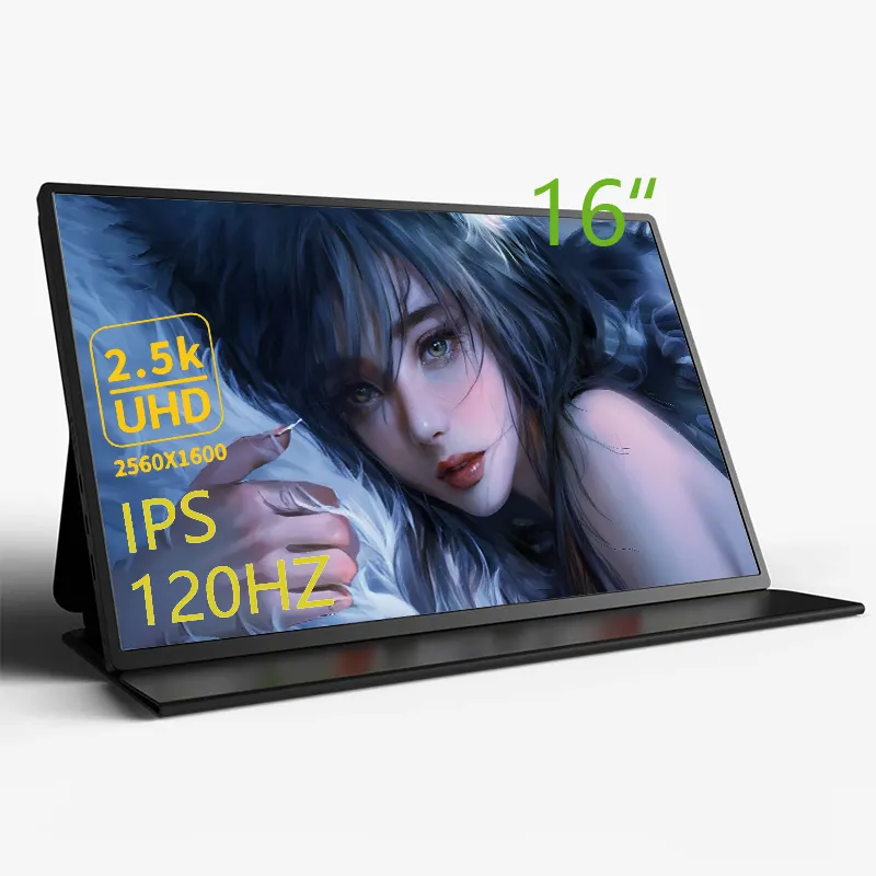 16 Inch 2.5K 120Hz Portable Monitor 2560*1600 16:10 100%sRGB Display Game Screen For Laptop Mac Phone Xbox PS4/5 Switch