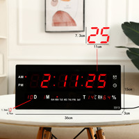 Jam Dinding Digital Elektrik Kalender Abadi Termometer Timer Hitung Mundur-Desain Modern Plastik Kaca Dinding untuk Ruang Tamu