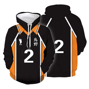 Livraison gratuite, sweat-shirts à capuche Haikyuu pour hommes, anime japonais, streetwear, Harajuku, <span class=keywords><strong>Karasuno</strong></span> Fly High, imprimé 3D, col roulé, blanc - Product Image 5