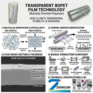 Pellicola BOPET 75μm, 1140mm, per Forniture per Ufficio: Clip per Libri/Fogli di Recupero/Nastri, Collari, Copertine, Strati Protettivi Compositi - Product Image 3