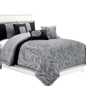 Bán Buôn Hiện Đại Bộ Đồ Giường Nữ Hoàng Giường <span class=keywords><strong>Comforter</strong></span> Thiết Sang Trọng Màu Xám Đen Phòng Ngủ <span class=keywords><strong>Comforter</strong></span> Set - Product Image 1